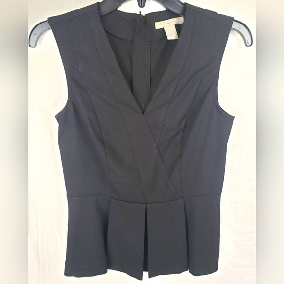 Banana Republic Black Flare Bottom Zip Up Back Shirt Sz 0 - Picture 1 of 7